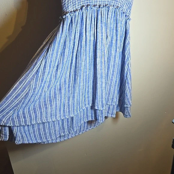 Rails Angelina Linen Rayon Cascade Pin Striped Smocked Waist Mini Dress NWOT - Picture 11 of 16